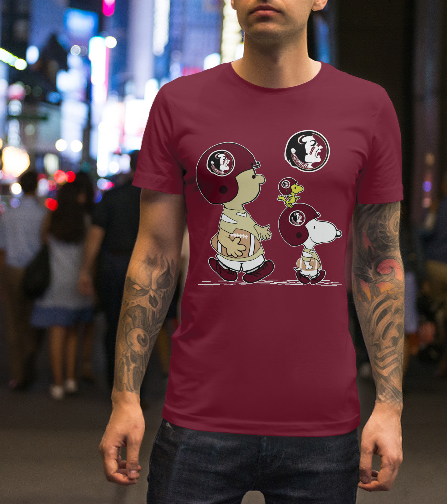 FSU Seminoles Snoopy And Woodstock Football Helmet T-Shirt