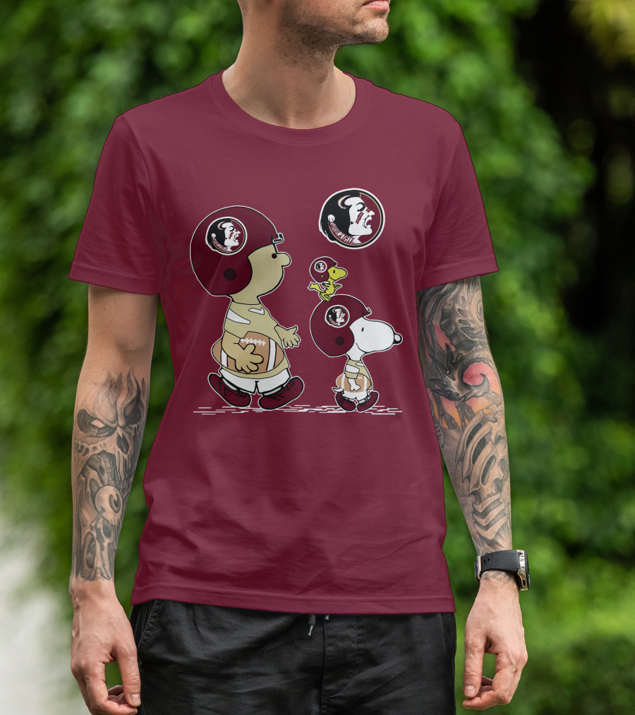 FSU Seminoles Snoopy And Woodstock Football Helmet T-Shirt