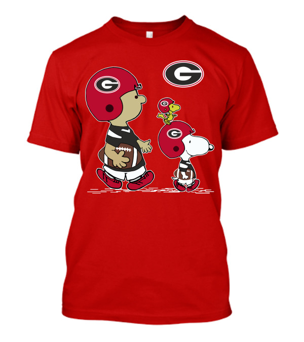 Georgia Bulldogs Snoopy And Woodstock Football Helmets T-Shirt