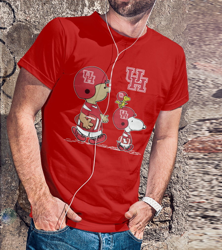 Houston Cougars Snoopy Peanuts Football Characters T-Shirt