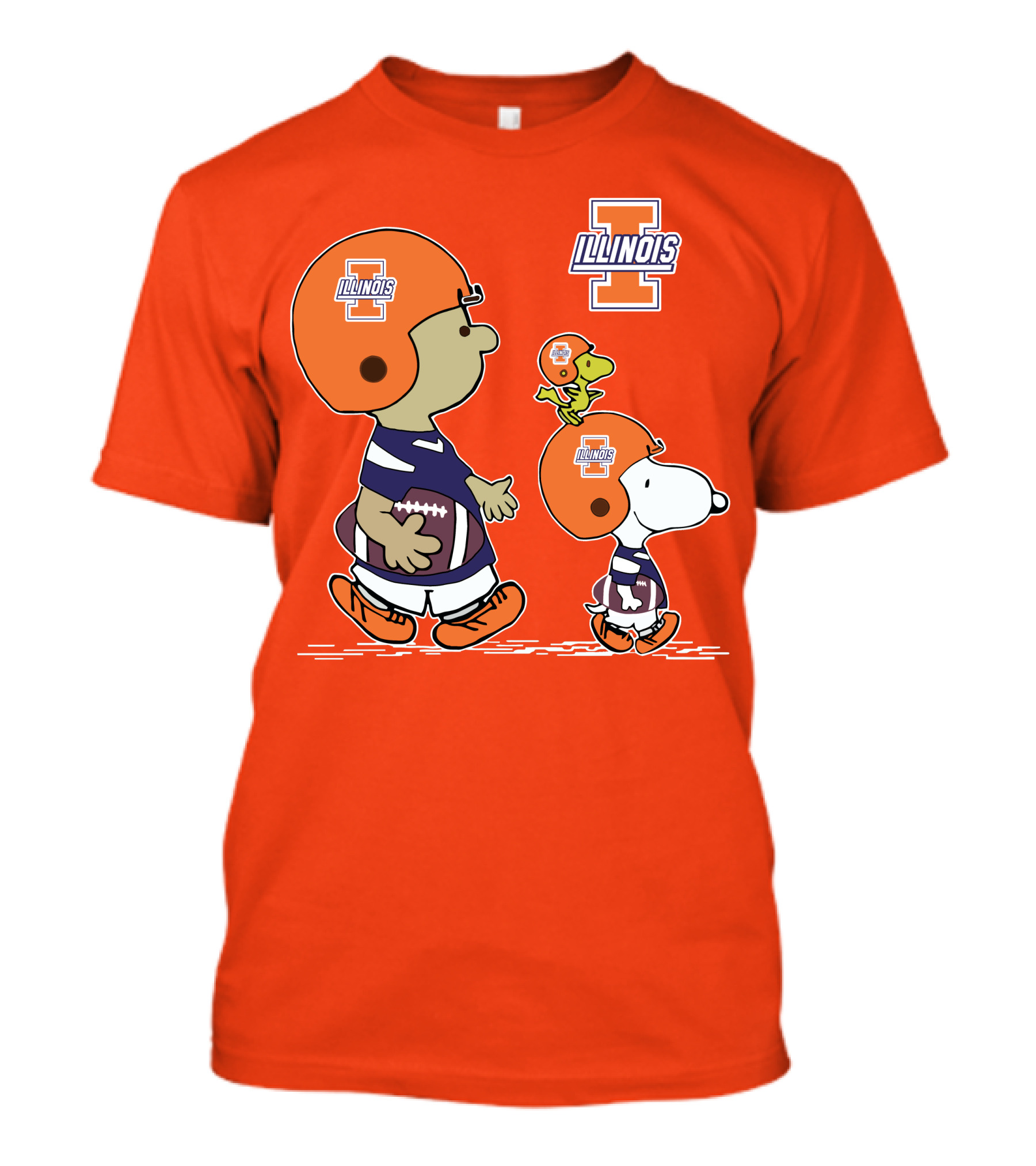 Illinois Fighting Illini Snoopy Woodstock Charlie Brown Football T-Shirt