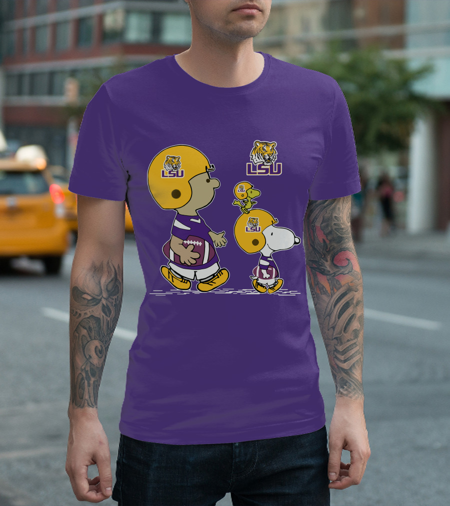 LSU Tigers Snoopy and Woodstock Football Adventure T-Shirt