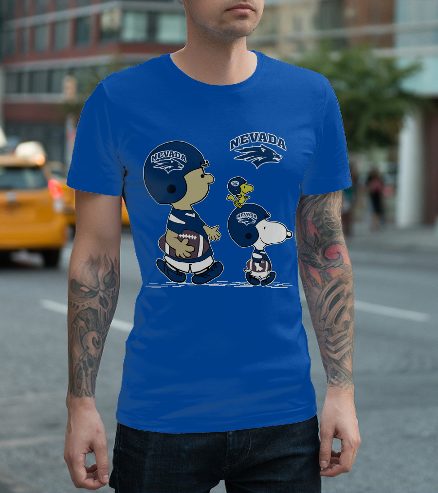 Nevada Wolf Pack Snoopy and Woodstock Football T-Shirt