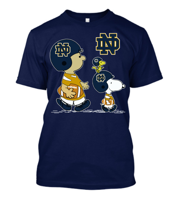 Notre Dame Fighting Irish Peanuts Characters Football Fan Scene T-Shirt