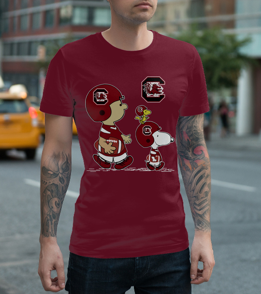 South Carolina Gamecocks Snoopy Football Peanuts Characters T-Shirt