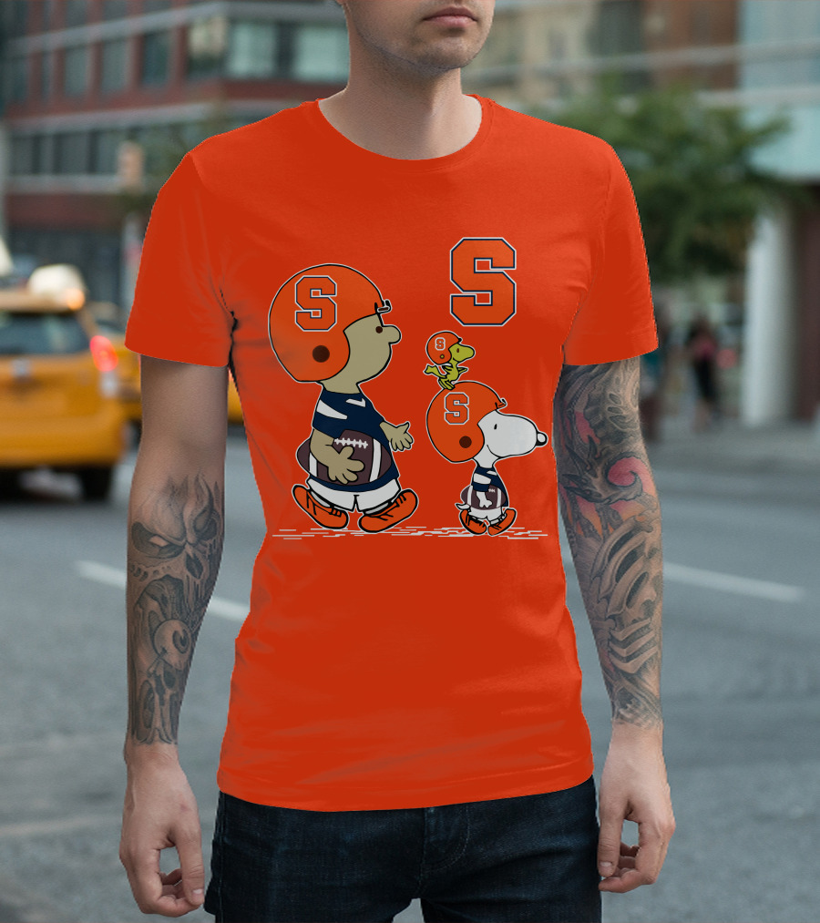 Syracuse Orange Snoopy Football Peanuts Characters T-Shirt