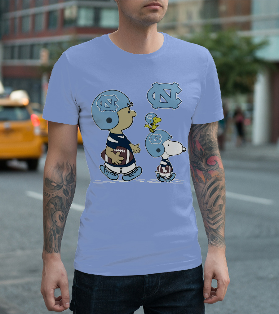 Tar Heels Peanuts Snoopy Woodstock Football UNC T-Shirt