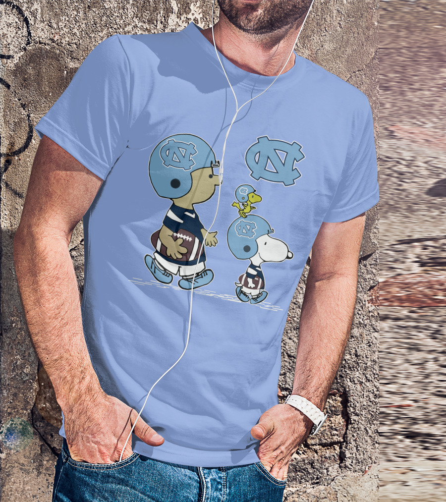 Tar Heels Peanuts Snoopy Woodstock Football UNC T-Shirt