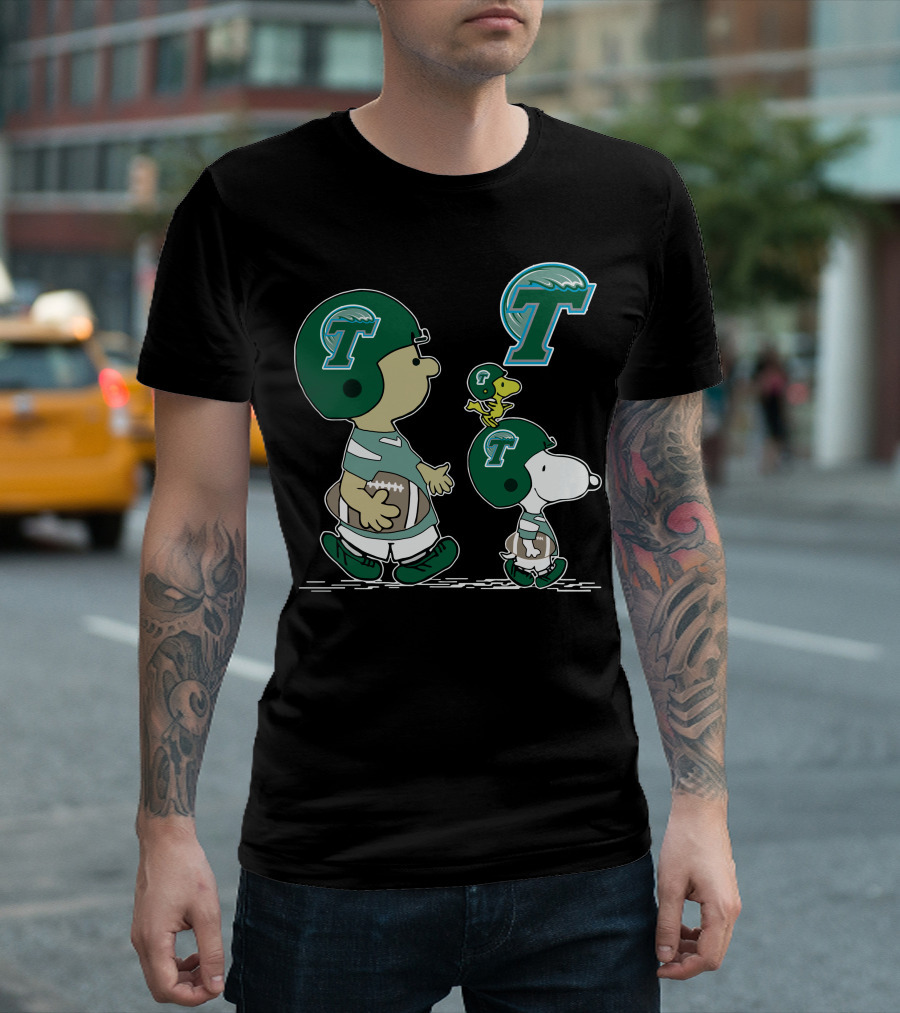 Tulane Snoopy Charlie Brown Woodstock Football T-Shirt