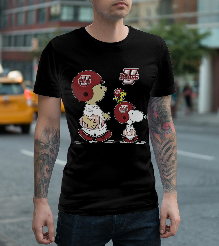 Umass Snoopy And Woodstock Peanuts Football Characters T-Shirt