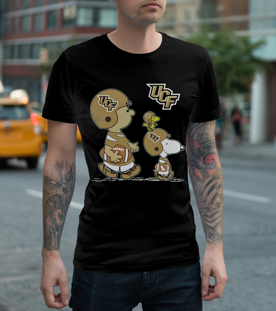Ucf Peanuts Characters Snoopy Charlie Brown Woodstock Football T-Shirt