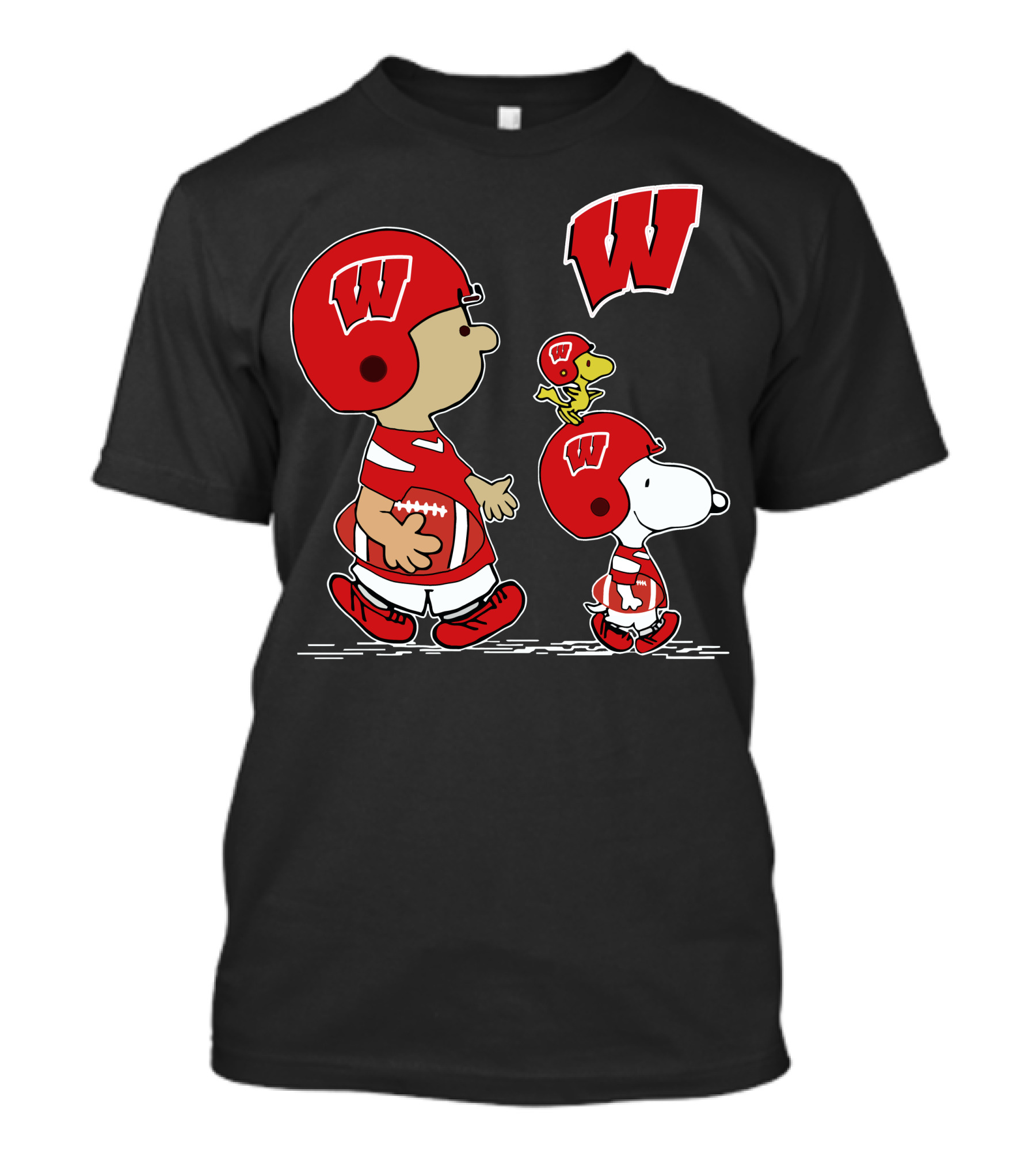Wisconsin Badgers Snoopy Charlie Brown Woodstock Football Helmets T-Shirt