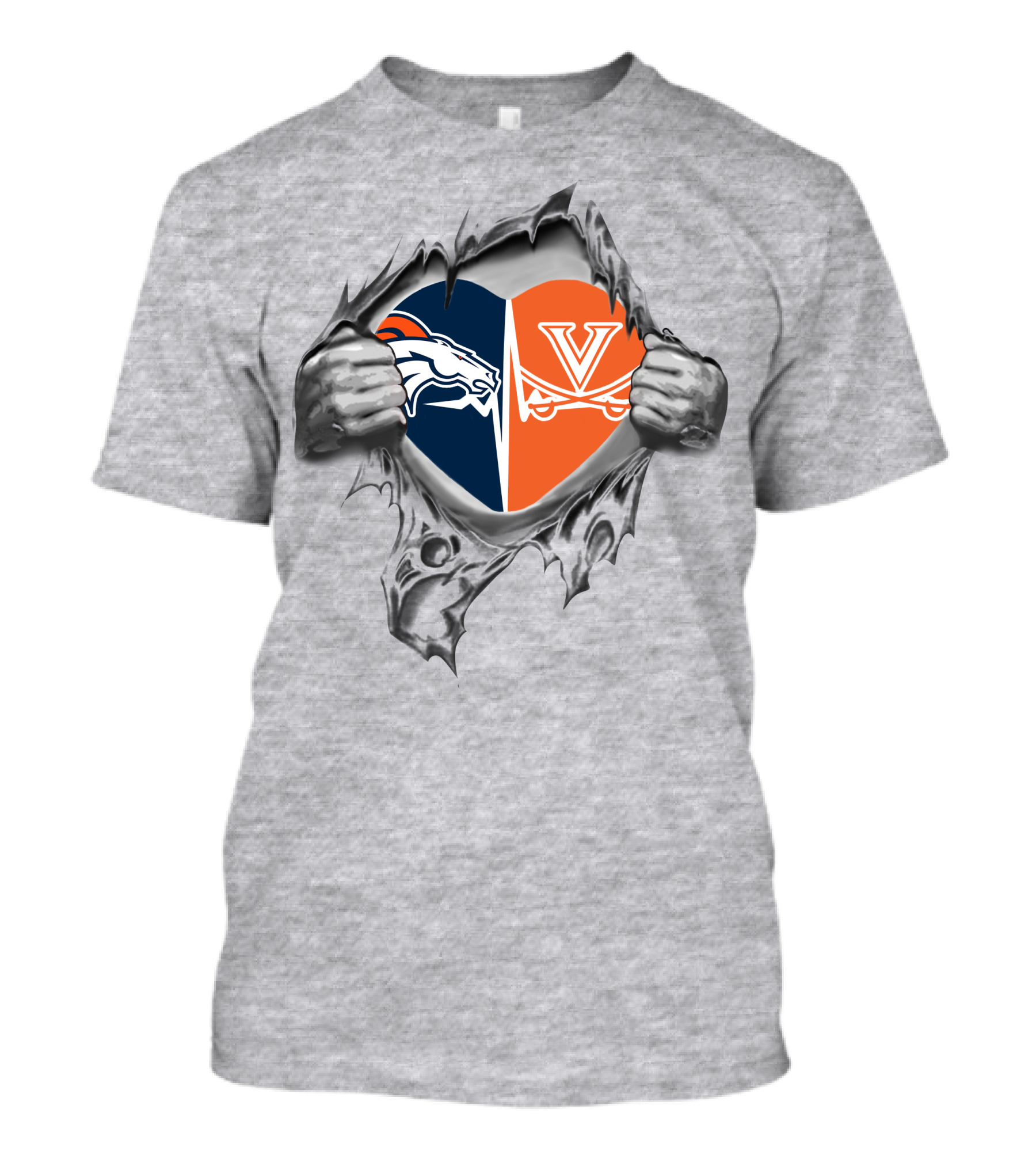 Broncos Cavaliers Heart With Team T-Shirt