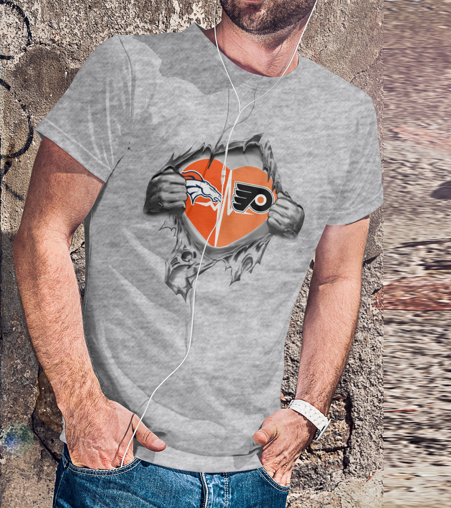 Broncos Flyers Heartbeat In My Heart T-Shirt