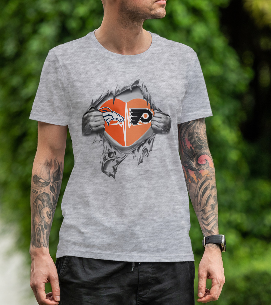 Broncos Flyers Heartbeat In My Heart T-Shirt