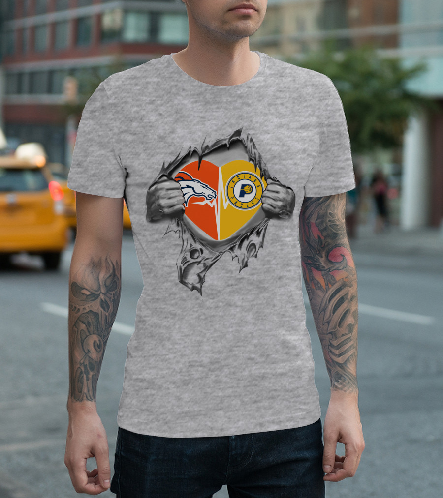 Broncos Pacers Heart Logo Mashup T-Shirt