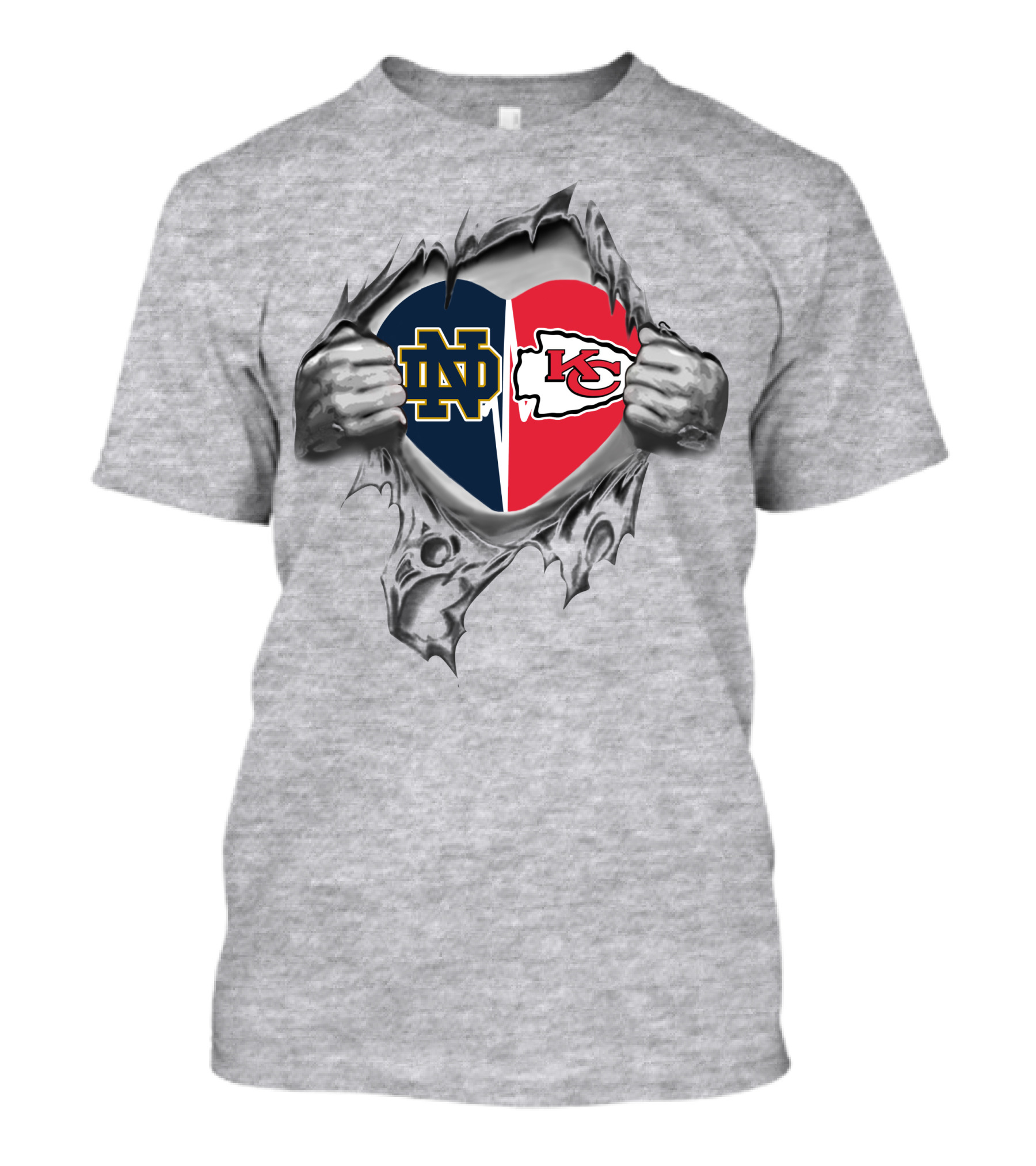 Chiefs Notre Dame Heart Logo Kansas City NFL College Football Passion T-Shirt