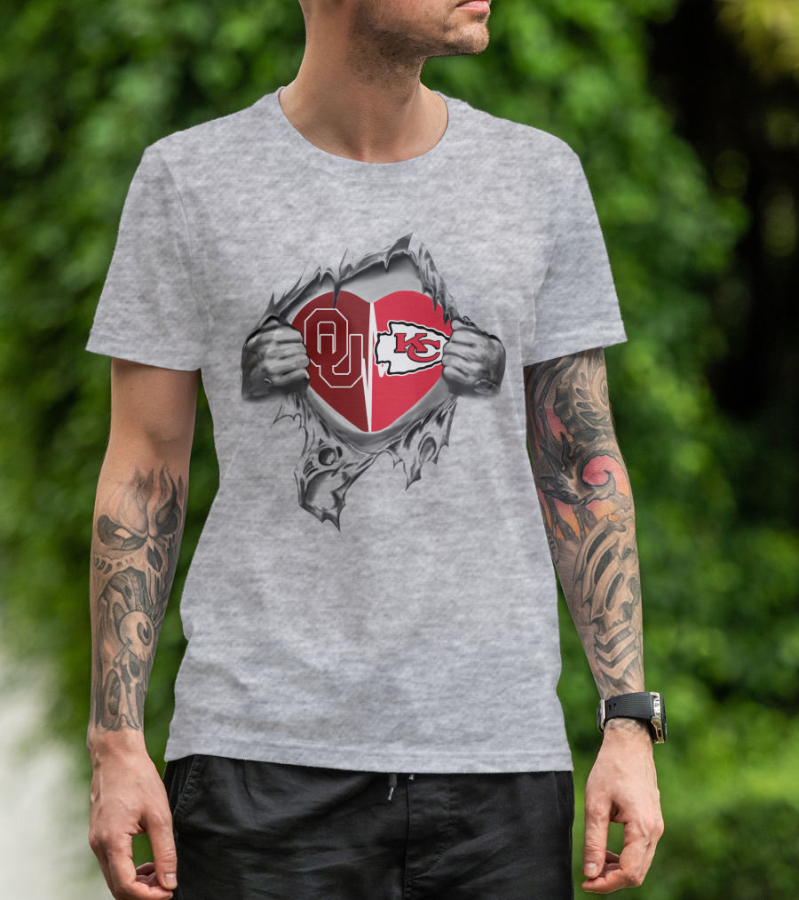 Chiefs Sooners OU KC Heart T-Shirt