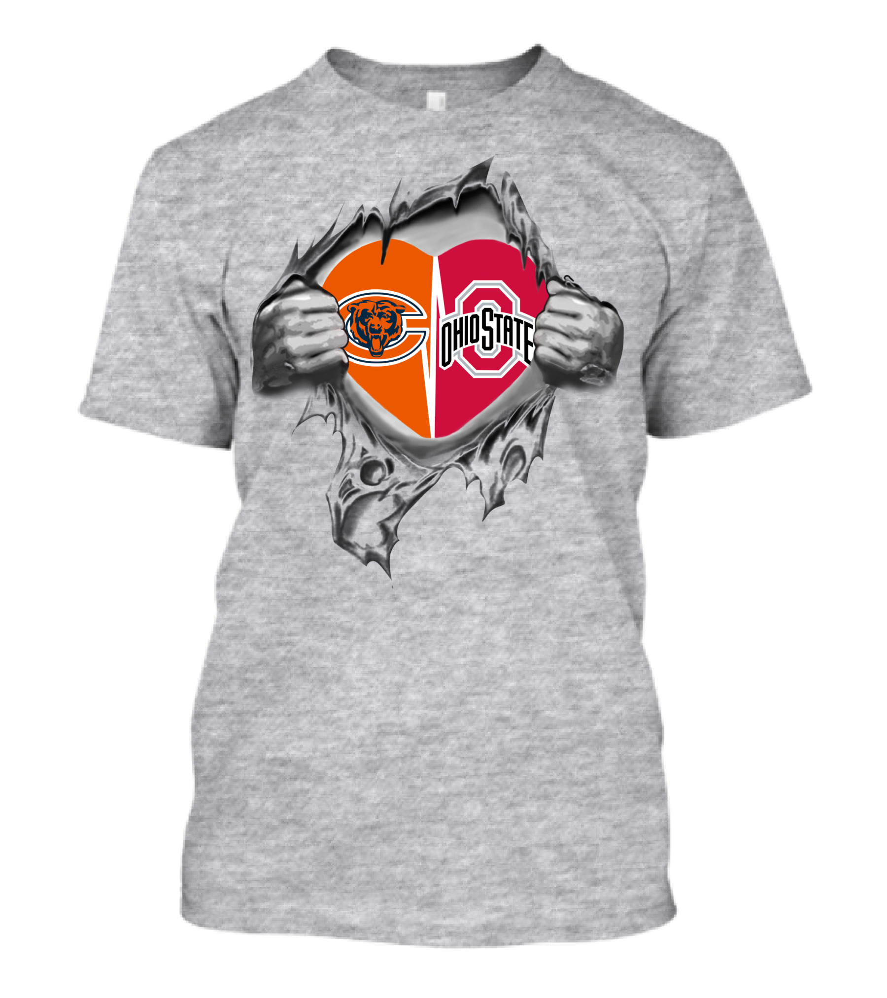 Chicago Bears Ohio State Buckeyes Heart Rip T-Shirt