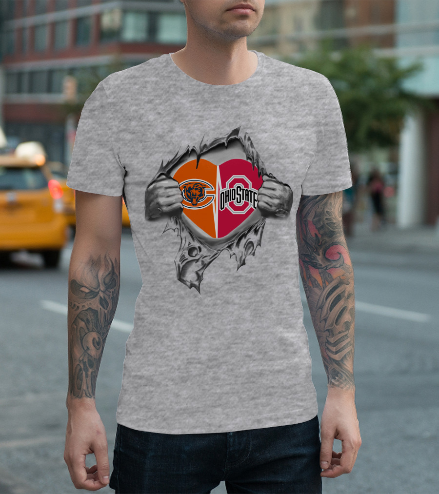 Chicago Bears Ohio State Buckeyes Heart Rip T-Shirt