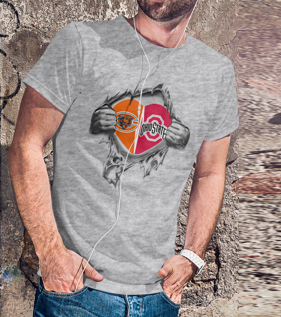 Chicago Bears Ohio State Buckeyes Heart Rip T-Shirt