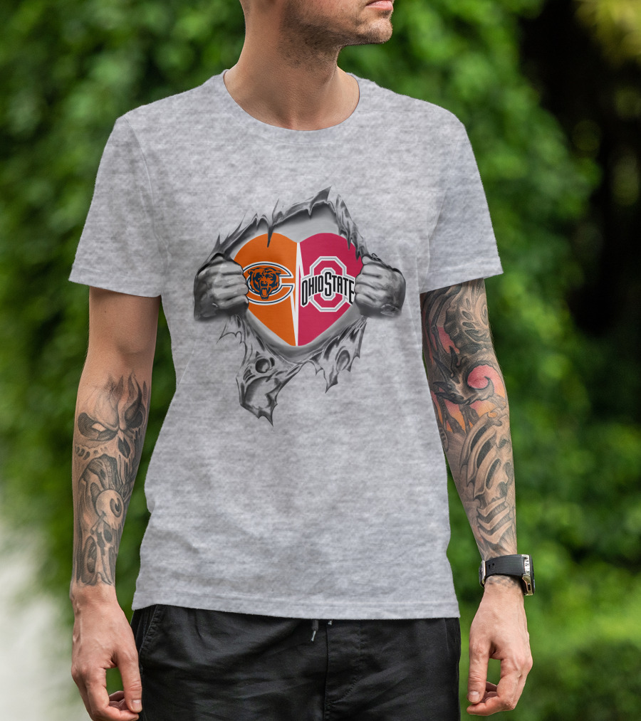 Chicago Bears Ohio State Buckeyes Heart Rip T-Shirt