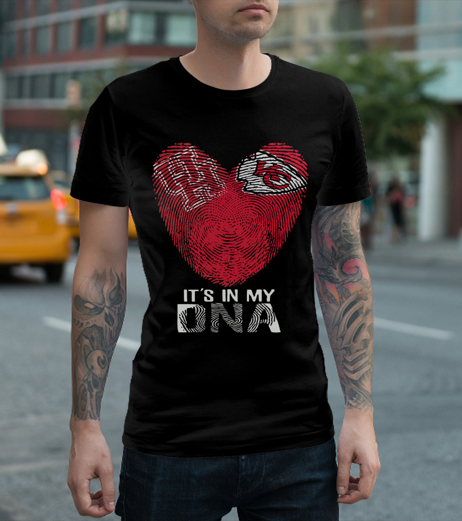 Houston Cougars Kansas City Chiefs Heart Shaped Fingerprint It's In My DNA T-Shirt