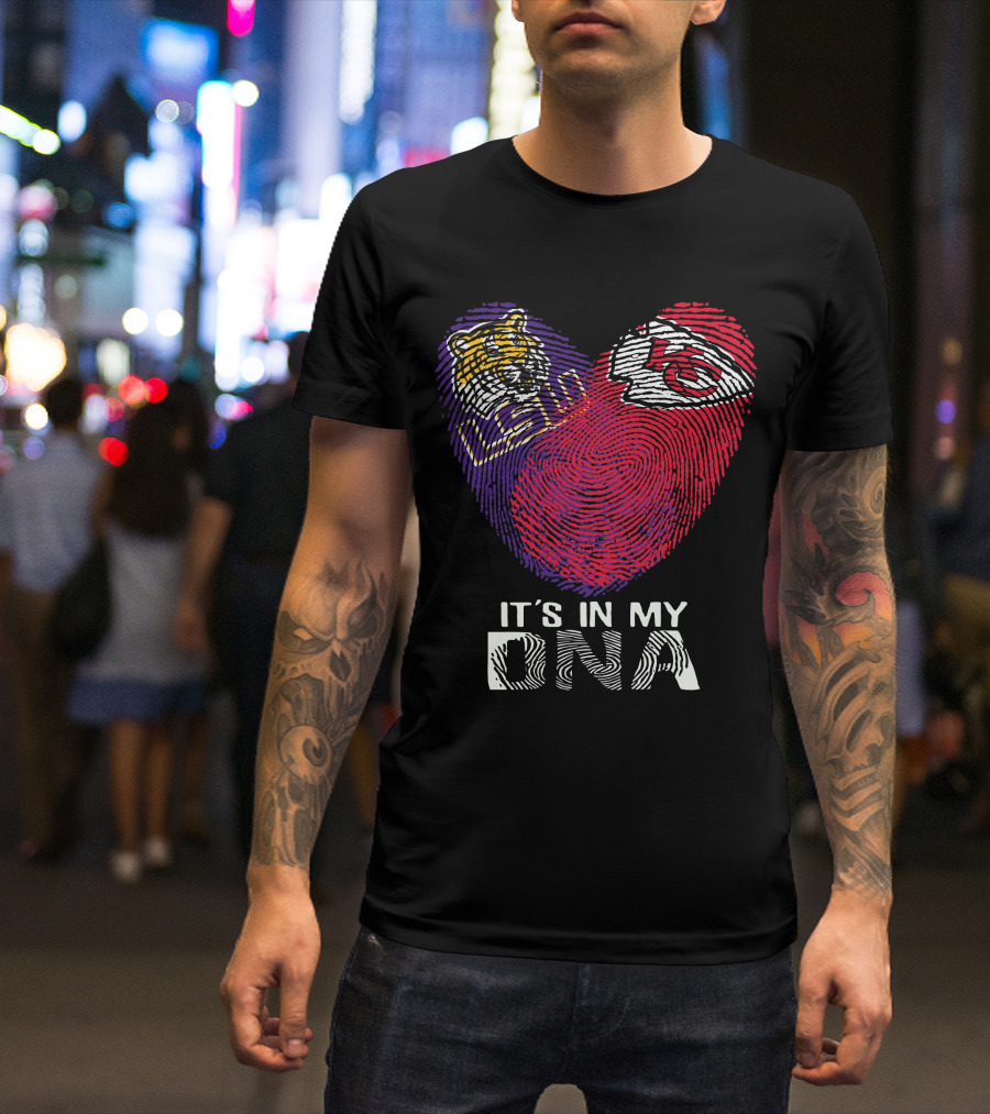 LSU Tigers Chiefs It's In My DNA Fingerprint Heart T-Shirt