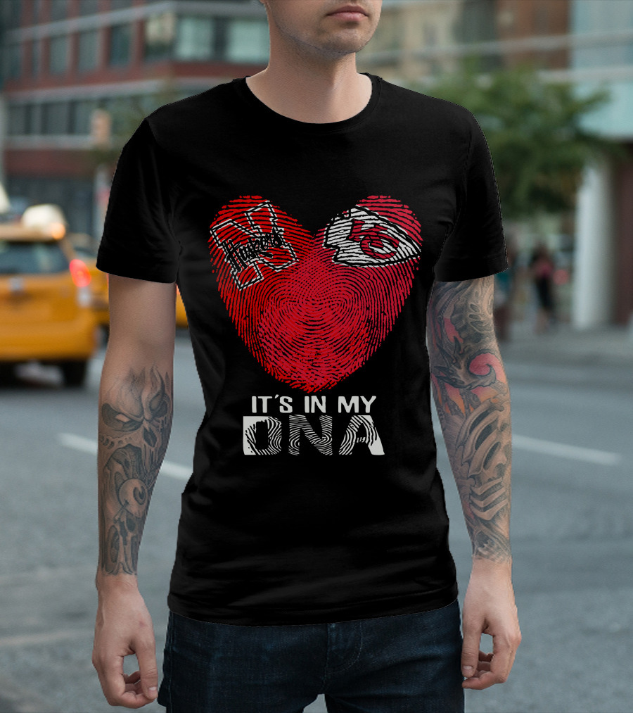 Nebraska Cornhuskers Kansas City Chiefs It's In My DNA Fingerprint Heart T-Shirt
