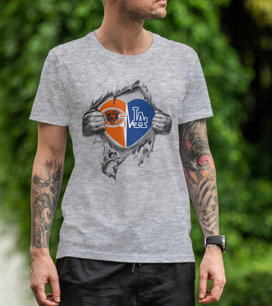 Bears Dodgers Heart T-Shirt