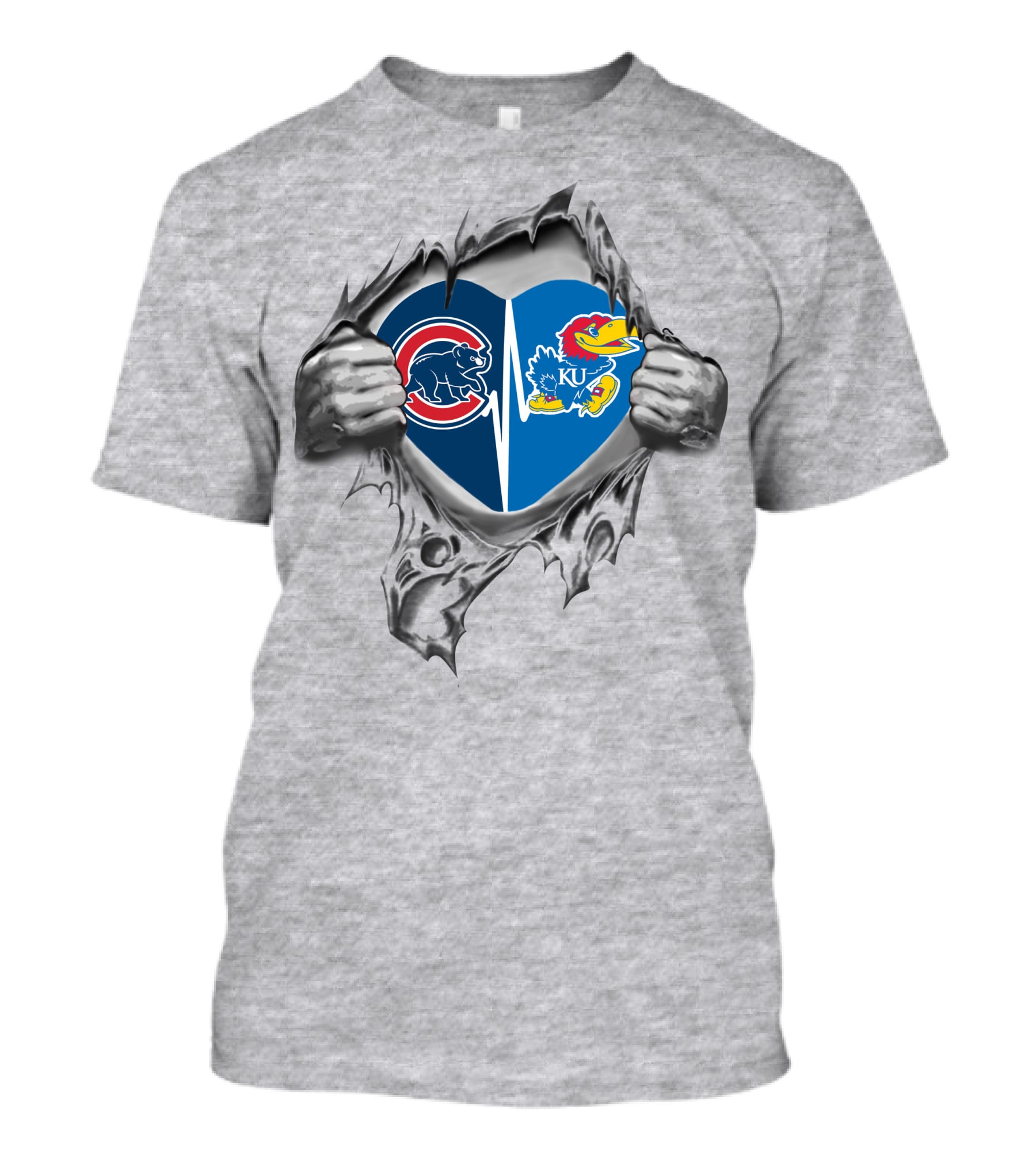 Cubs Kansas Jayhawks Heart T-Shirt