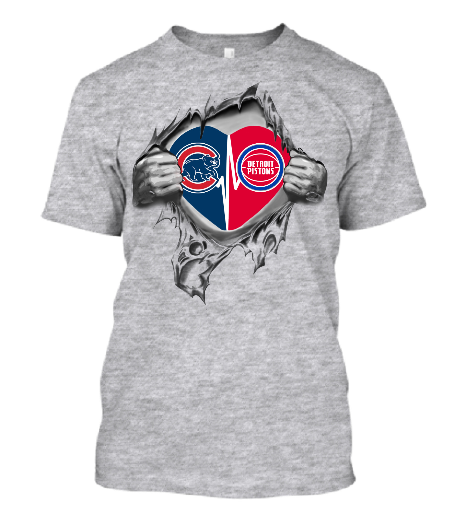 Cubs Pistons It's In My Heart Chicago Detroit Sports T-Shirt