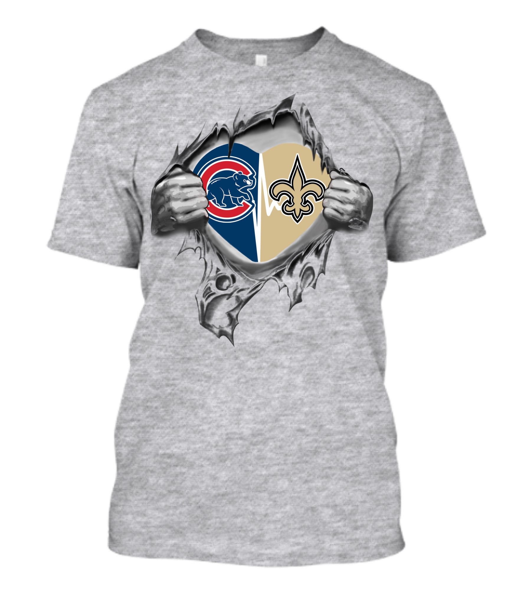 Cubs Saints Heart Logo Ripped T-Shirt