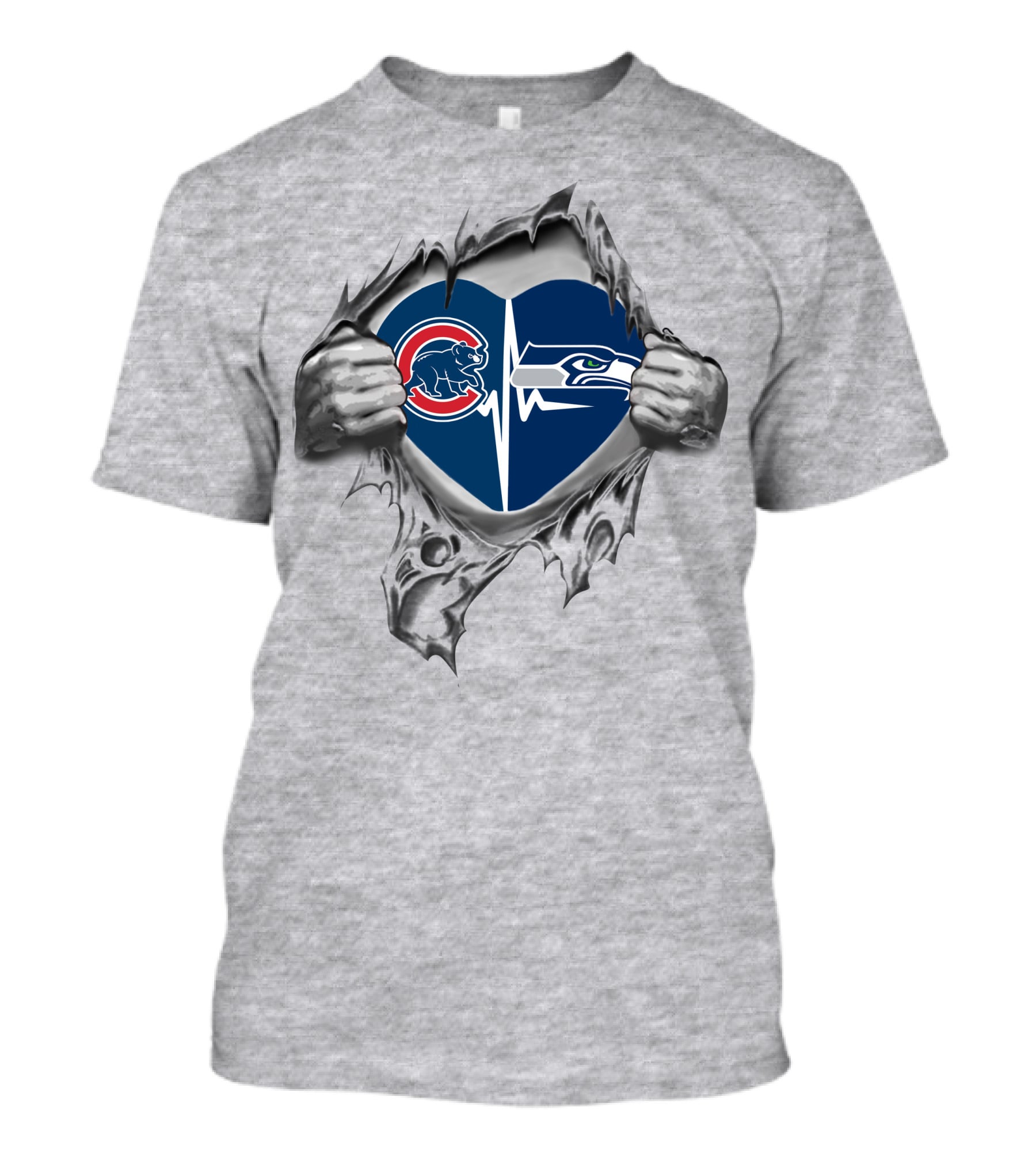 Cubs Seahawks Heartbeat Passion T-Shirt