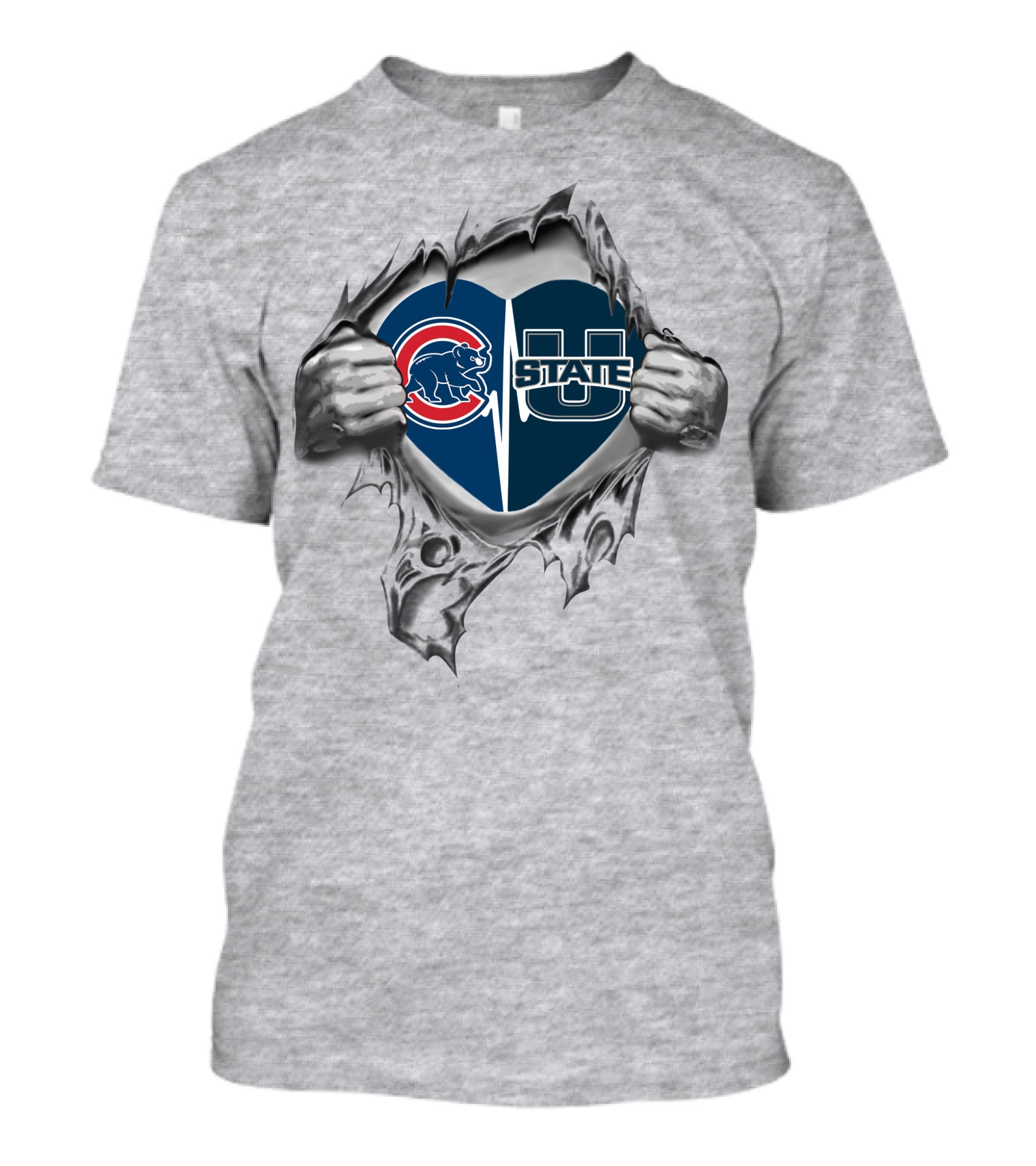 Cubs Utah State Heart Design With Logo And Fan Support T-Shirt