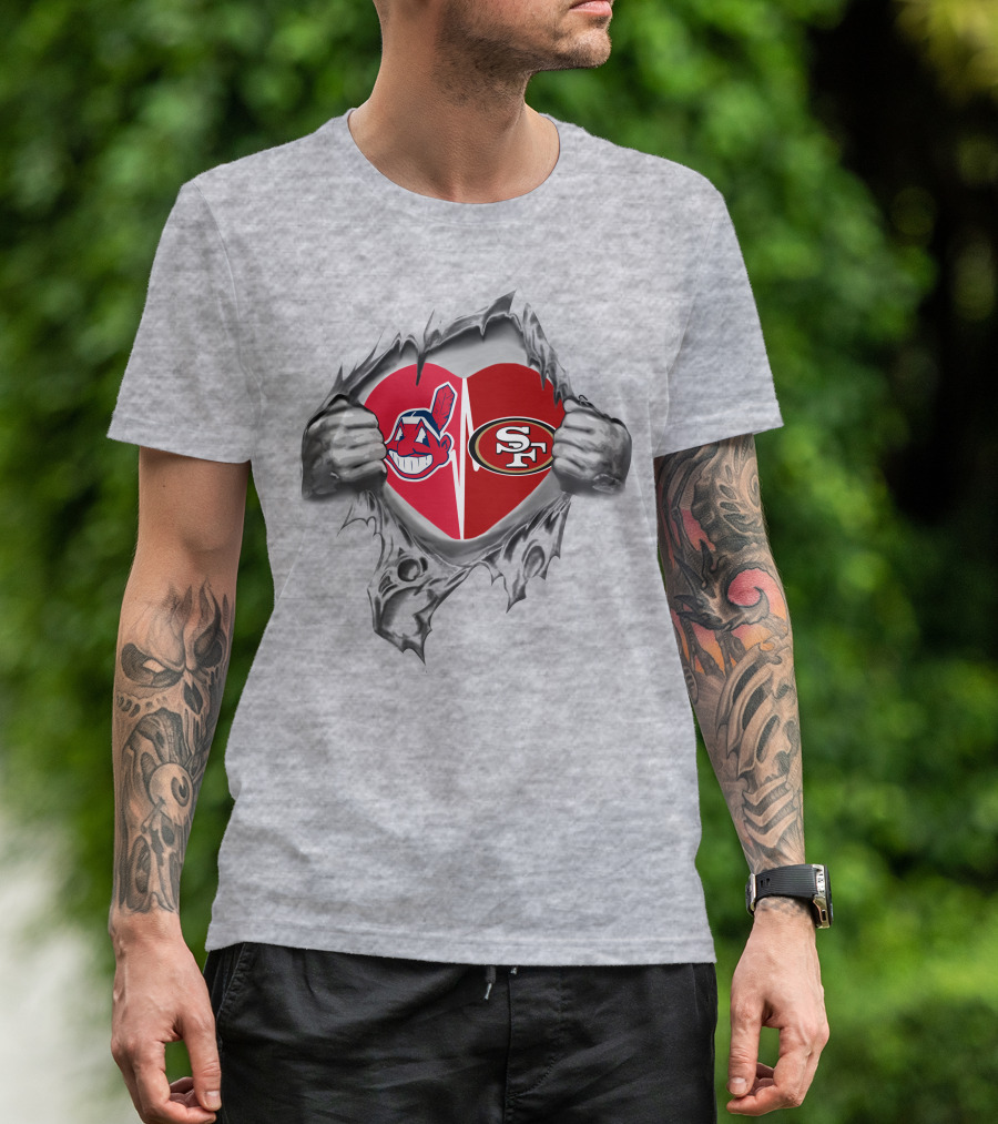 49ers Indians Heart Logo Fusion T-Shirt