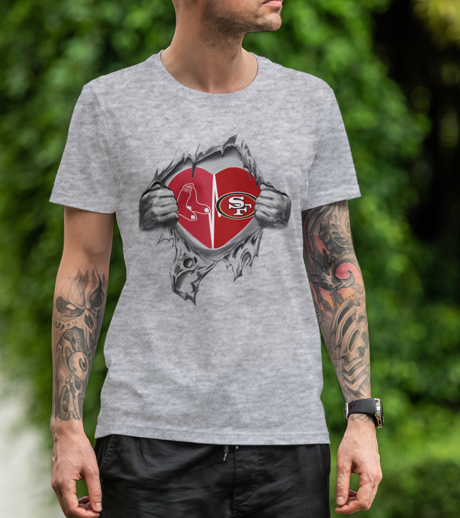 San Francisco 49ers Boston Red Sox Heart T-Shirt