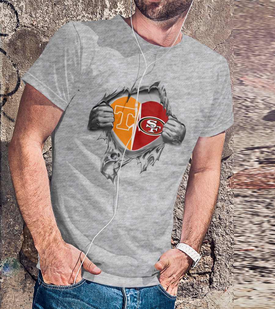 Tennessee Volunteers San Francisco 49ers Heart T-Shirt