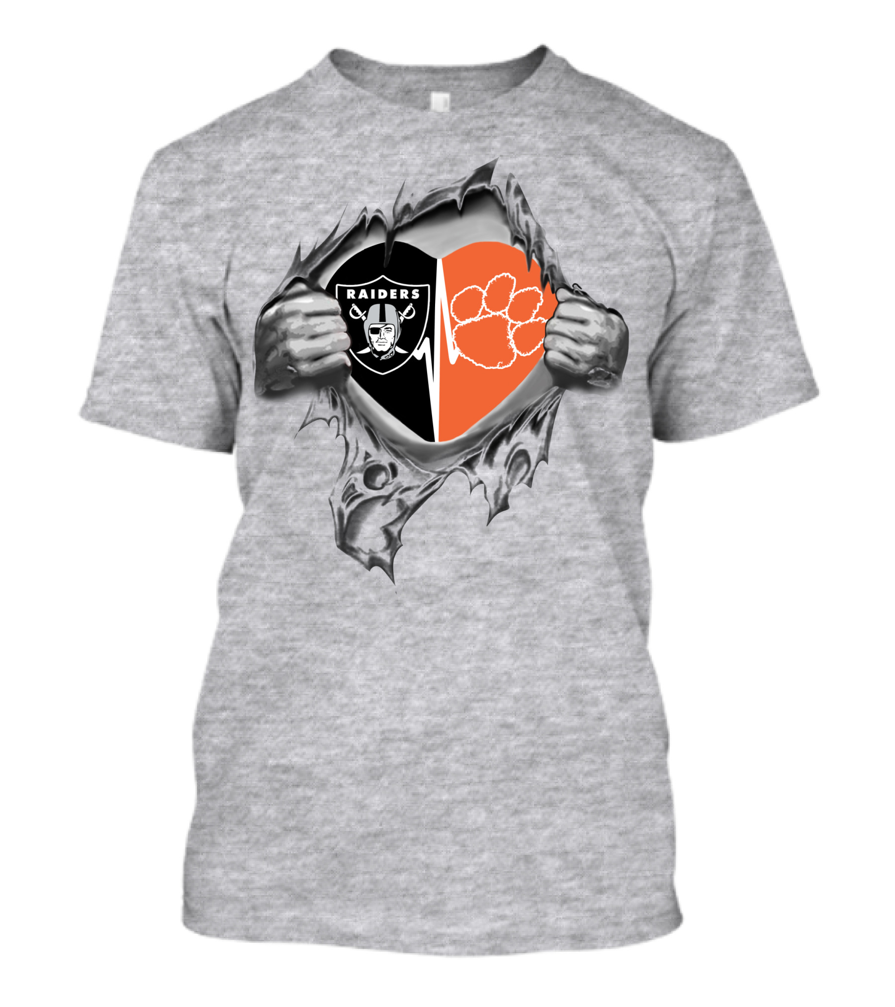 Raiders Clemson Tigers Heartbeat Fan Passion T-Shirt