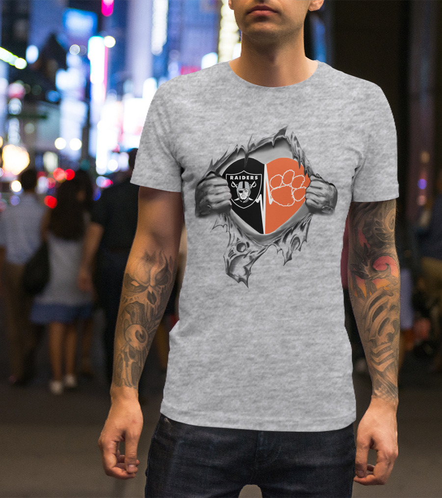 Raiders Clemson Tigers Heartbeat Fan Passion T-Shirt