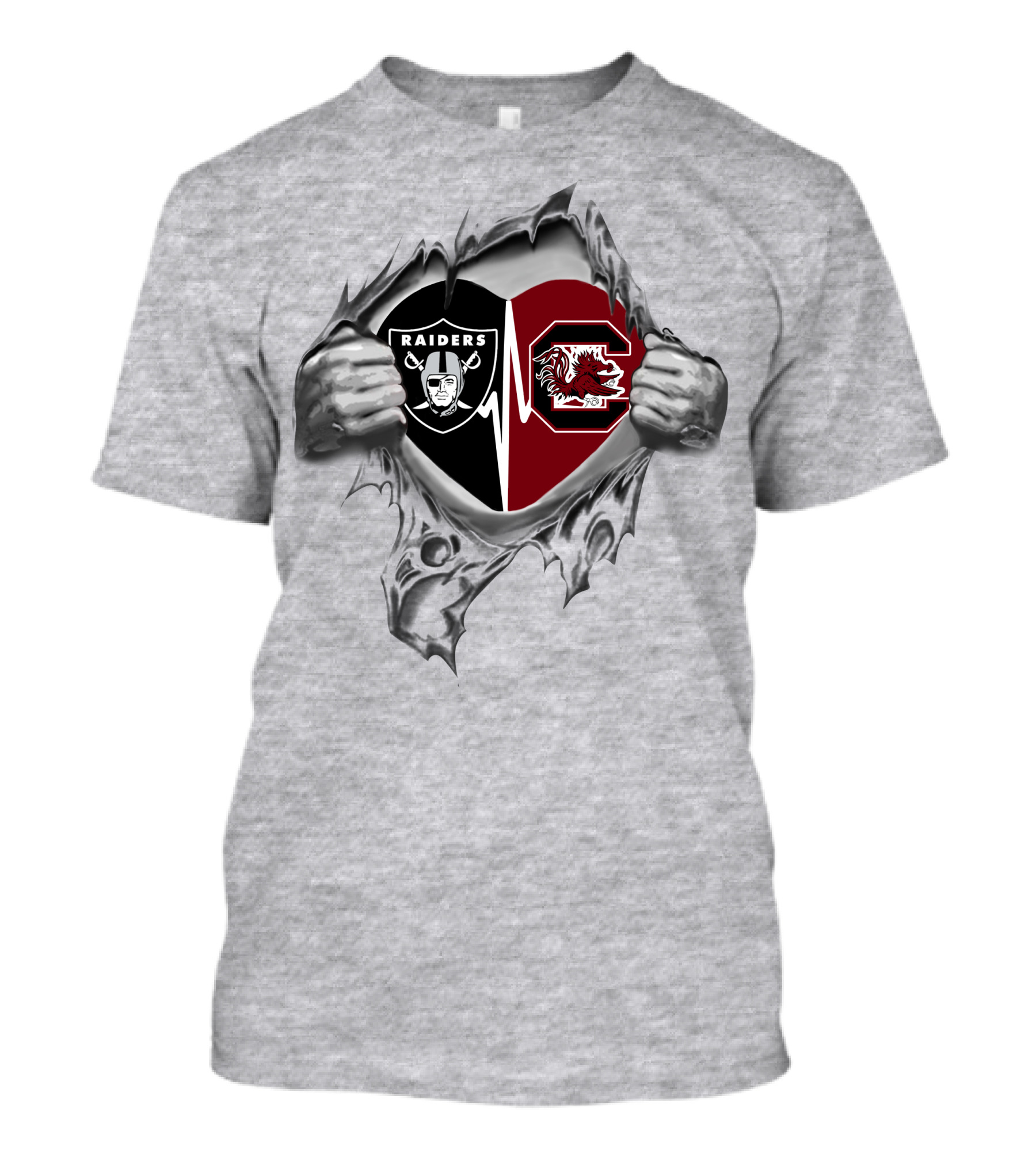 Raiders Gamecocks Heartbeat Passion Raider Nation Gamecocks T-Shirt