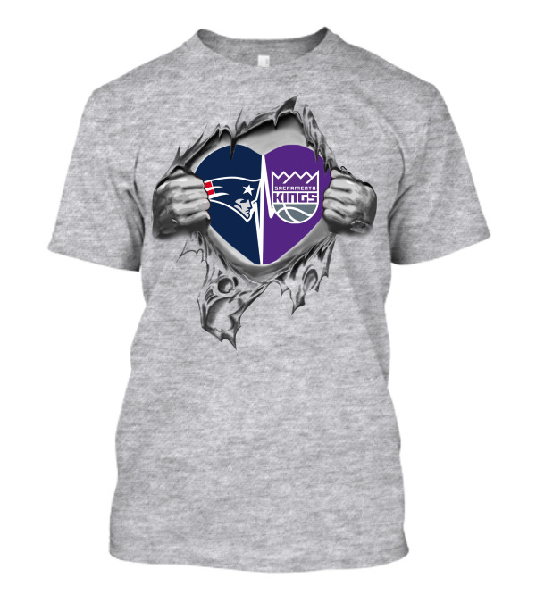 Patriots Sacramento Kings Heart Tear T-Shirt