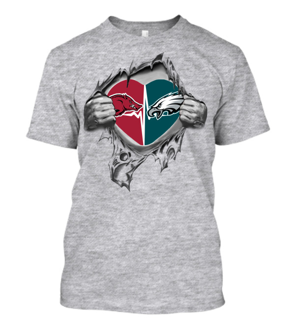 Eagles Arkansas Razorbacks Heart T-Shirt