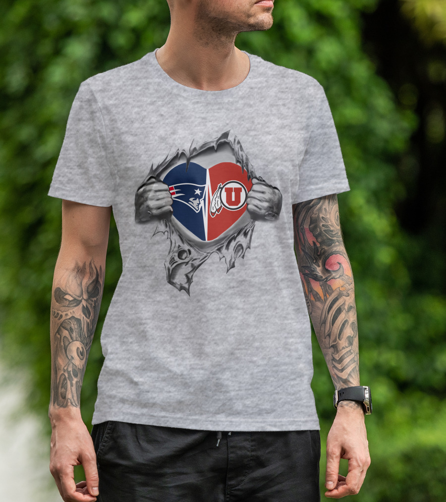 Patriots Utah Utes Heart Split Tear T-Shirt