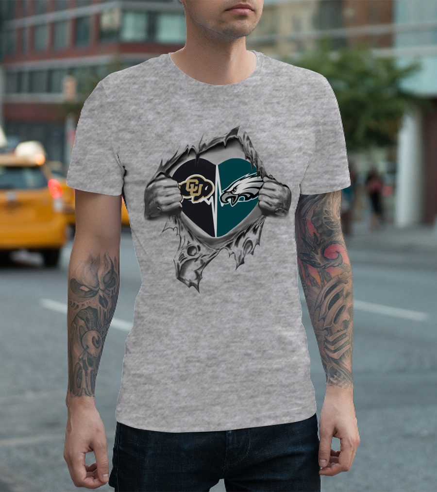 Eagles Buffaloes Heart Design Featuring Football T-Shirt