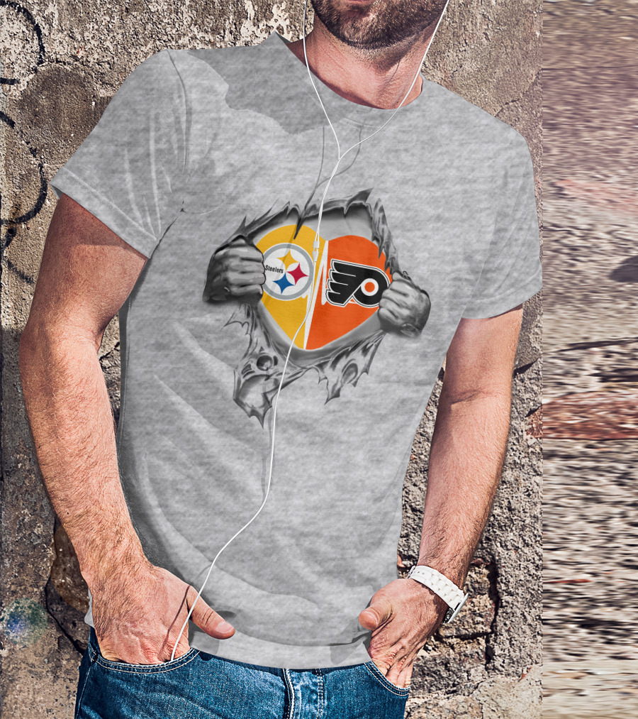 Steelers Flyers Heart Logo Tear T-Shirt