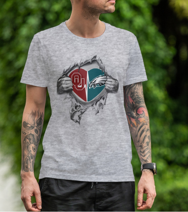 OU Sooners And Philadelphia Eagles Together In My Heart T-Shirt