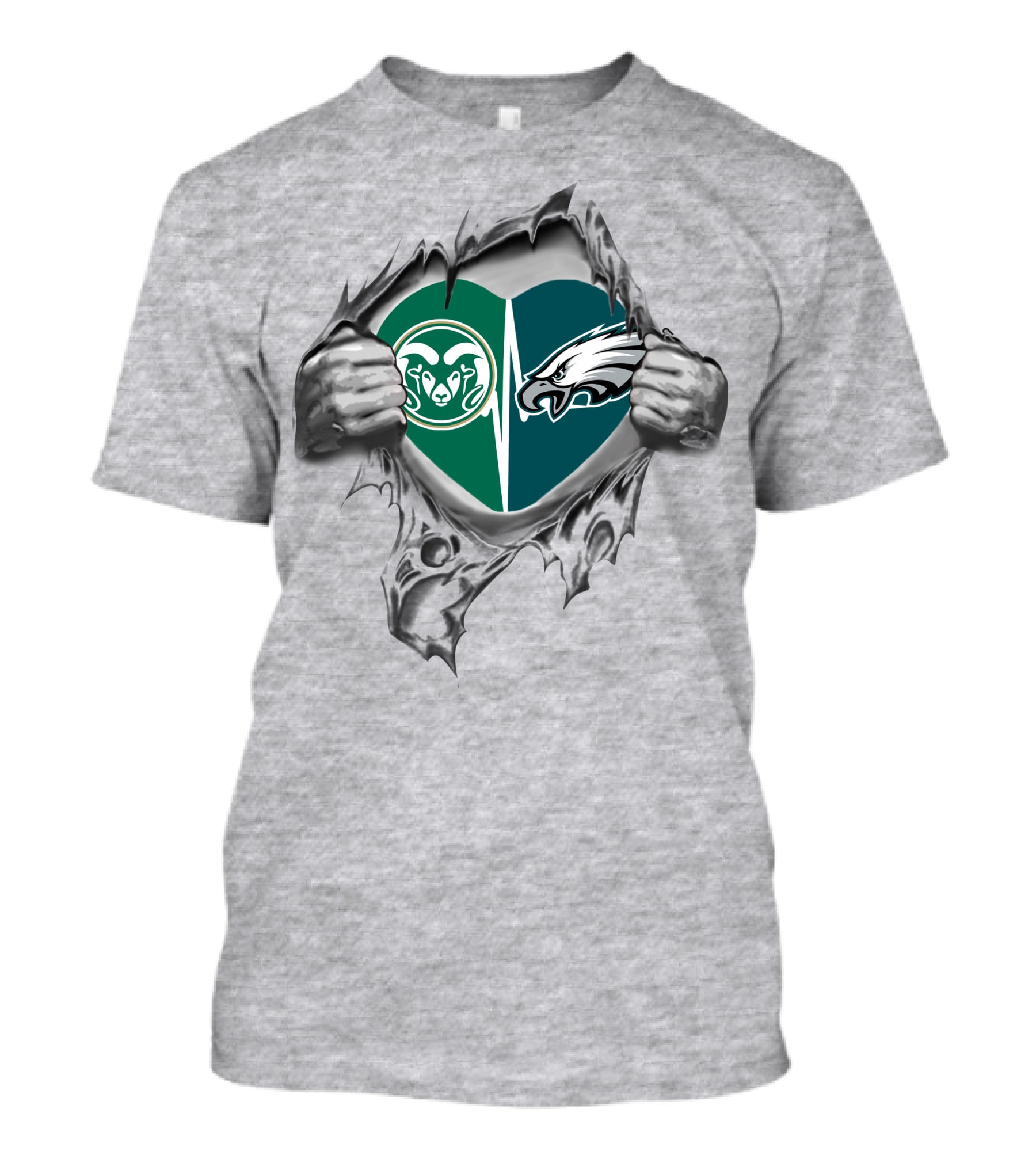 Eagles Rams Heartbeat Passion Football Fan T-Shirt