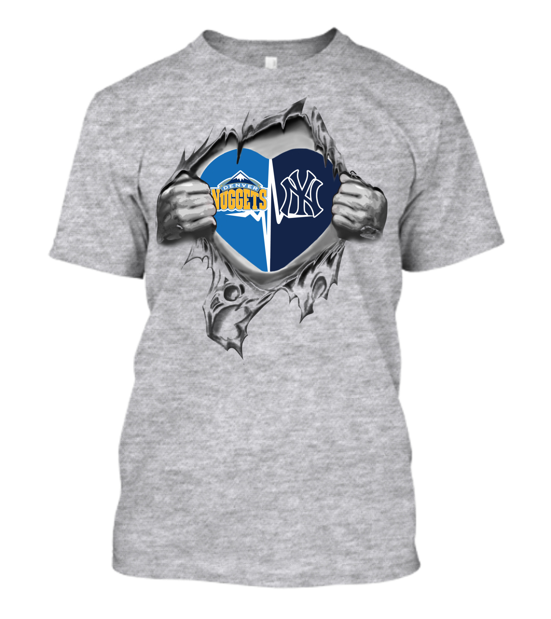 Nuggets Yankees Heart Logo Fusion T-Shirt