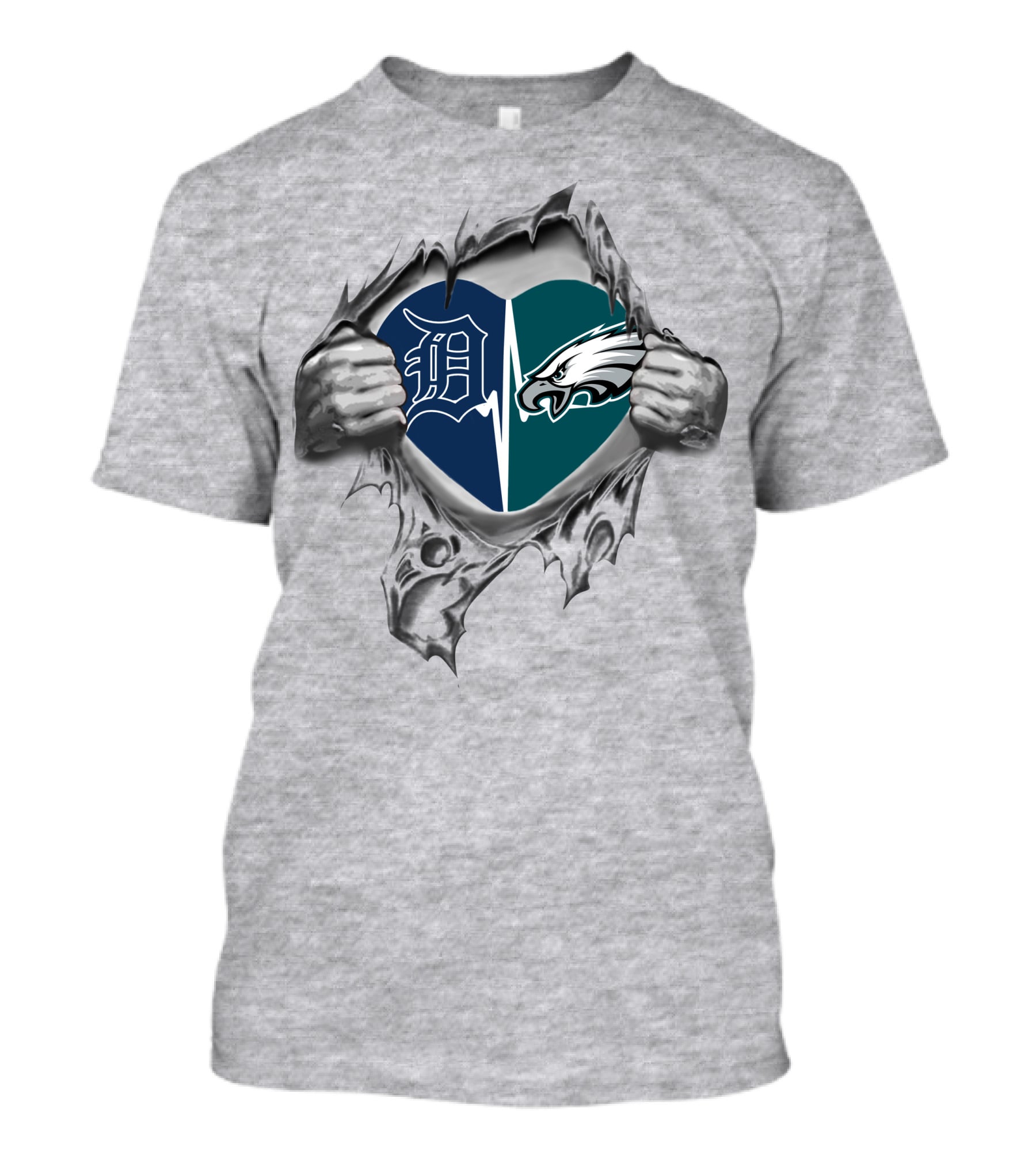 Detroit Tigers Philadelphia Eagles Heart Fan Passion T-Shirt